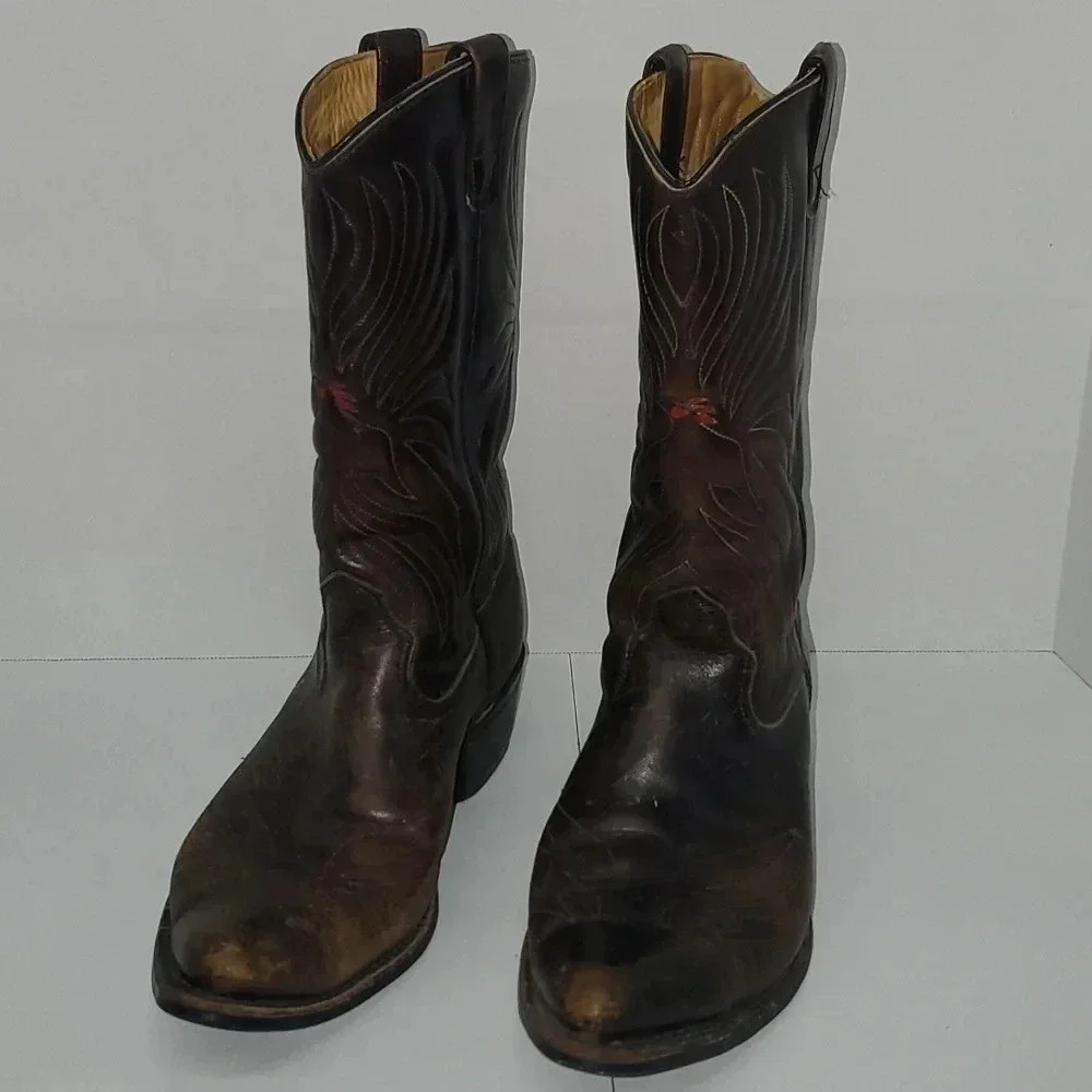 Vintage Rainbow Eagle Cowboy Boots Men's Size 9.5 EE Western Boots - Picture 2 of 16